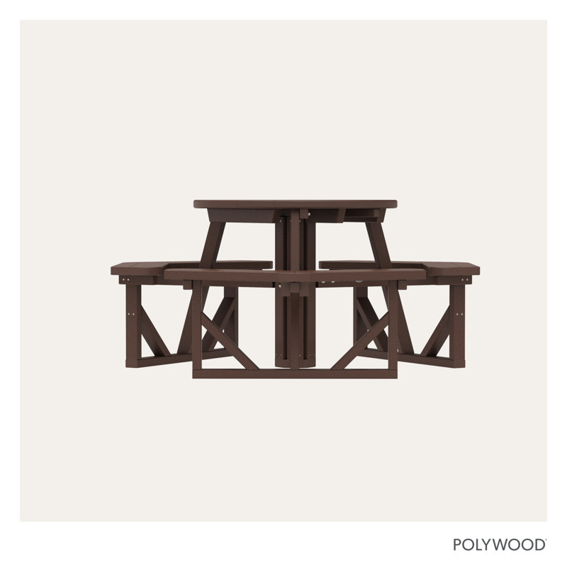 POLYWOOD Park 36" Round Picnic Table, Mahogany