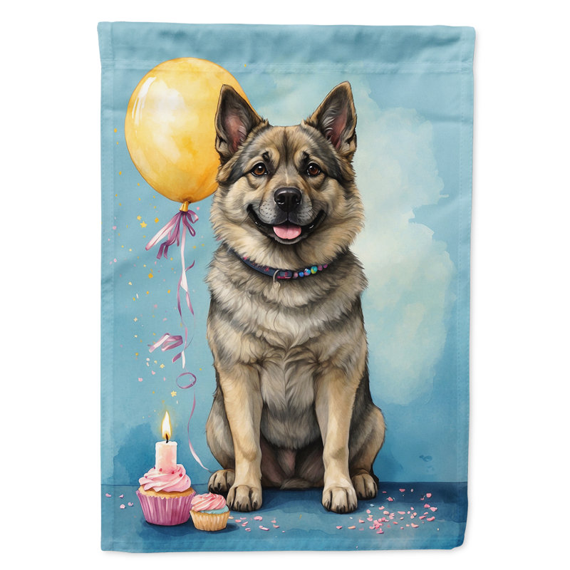 Drapeau de jardin «Happy Birthday», Elkhound norvégien