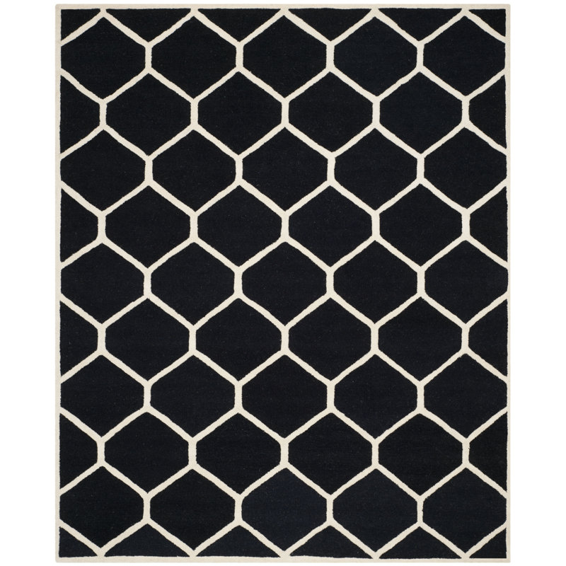 Deedgra Hand Tufted Wool Geometric Rug, Rectangle 9' x 12'
