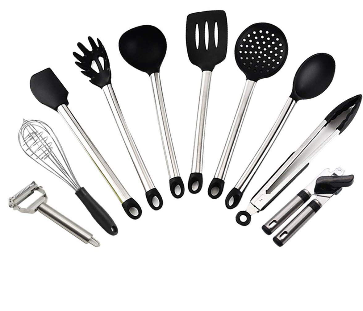 10pcs Kitchen Silicone Cooking Utensil Kit Serving Tool Heat Non-Stick  Resistant