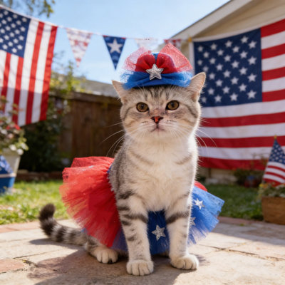 4th of July Decorations Independence Day Pet Clothing Set with Hat and Skirt Well for Cats and Dogs At Holiday Parties and Events Suitable for Small To Medium Sized Pet