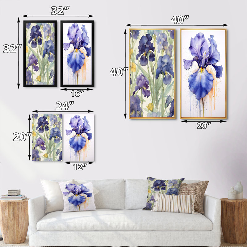 «Impression Of Iris», 2 pièces sur toile, H 40 po x l 40 po, Encadrement brun