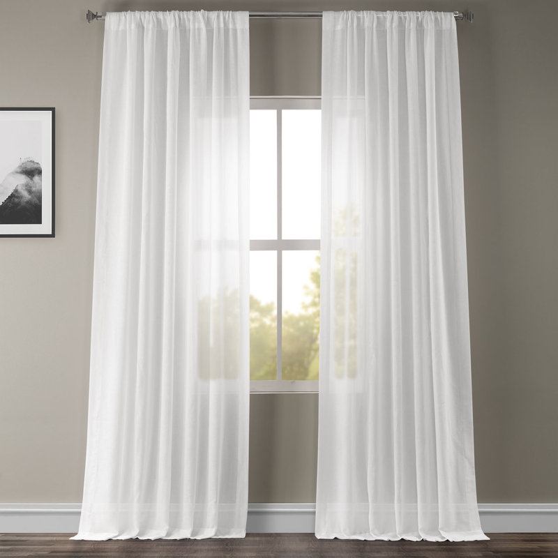 Larsa Linen Blend Sheer Curtain Single Panel, White Orchid, 50" W x 108" L
