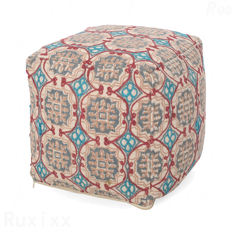 Fabric Upholstered Pouf Ottoman