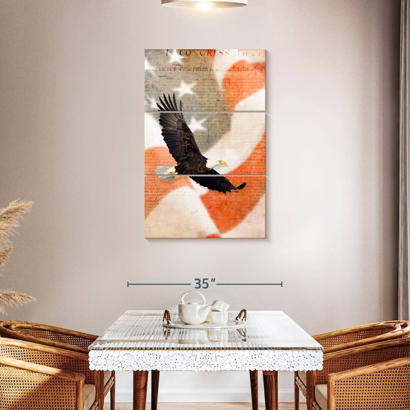 Brampt US Flag Bald Eagle, 45" H x 28" W
