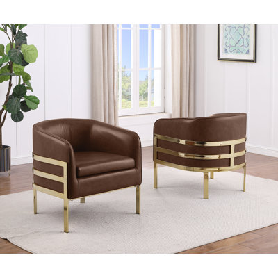Leathaire Accent Chair With Chrome Frame