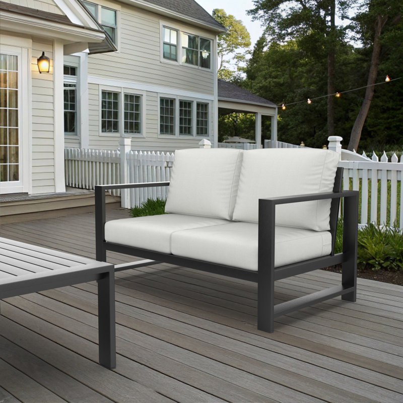 Causeuse d'extérieur Oltjana avec coussins Sunbrella®, Toile naturel