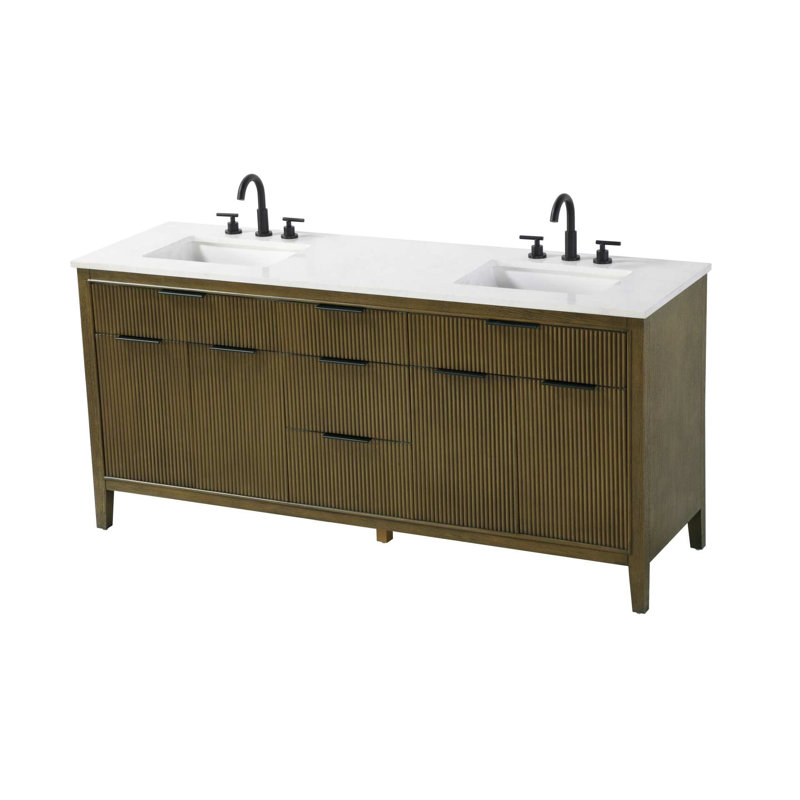 Meuble-lavabo double 72 po en chêne noisette, Noisette chêne, 72"