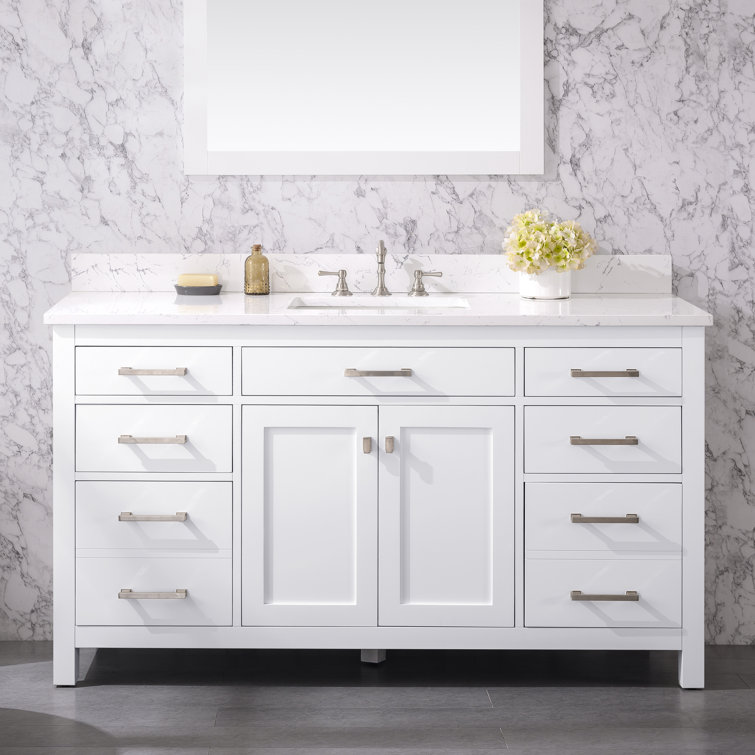 Ajhane 60'' Single Bathroom Vanity with Engineered Stone Top