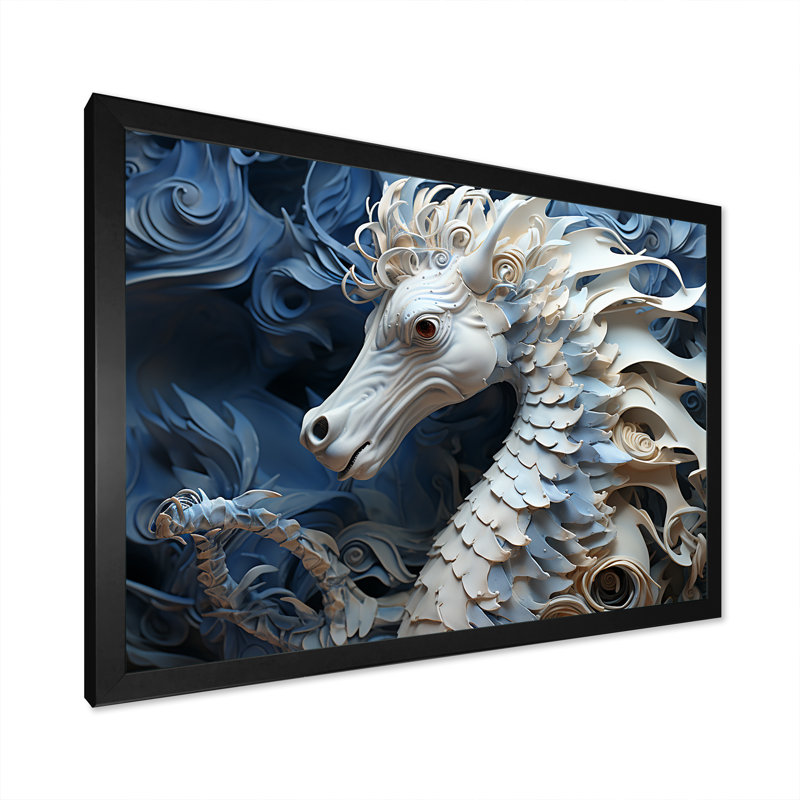 «Underhor Seahorse Elegance» sur impression sur toile, Cadre simple noir, H 30 po x l 40 po x P 1,5 po
