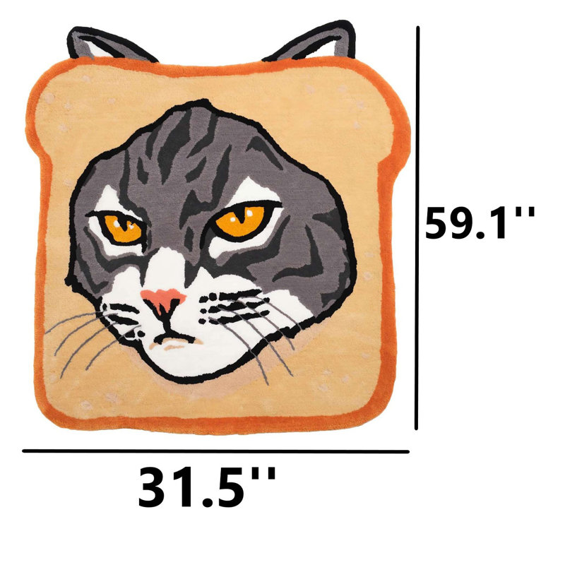 Purr-fect Toast Shaped Novelty Accent Rug