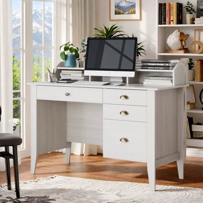 Hambrook 47.2" W 36.6"H Computer Writing Desk with Hutch, Drawers and File Organization, Studyroom Desk, Office Desk