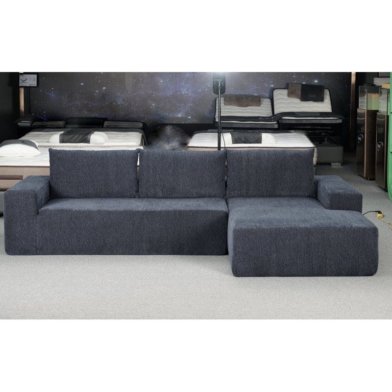 Lorett 2 - Piece Upholstered Sectional, Dark Blue