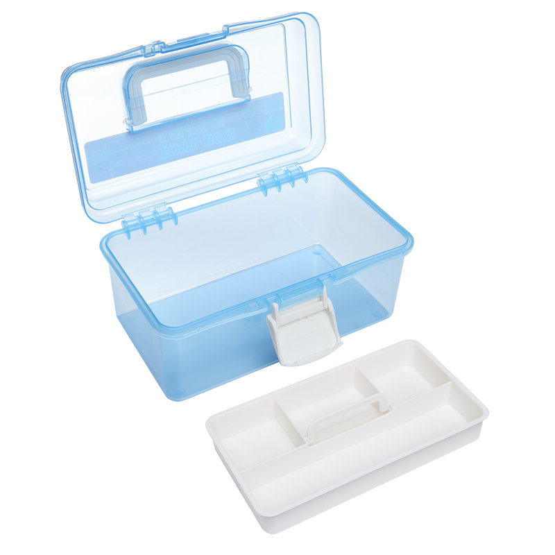 Storage Basket Box Craft Case Container, Clear/Blue