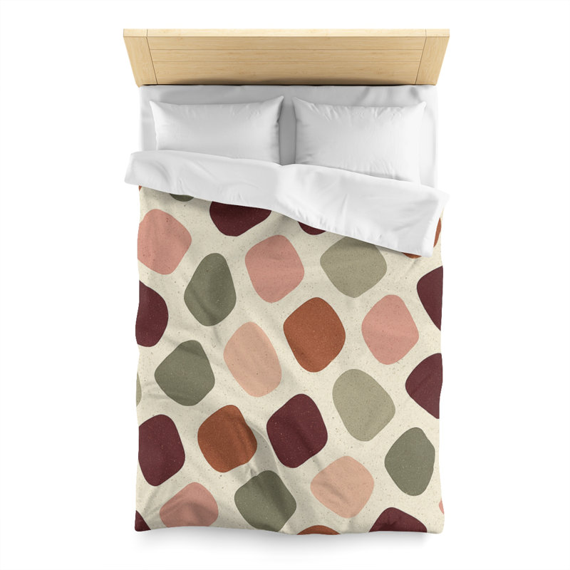 Microfiber Duvet Cover Boho Style, Design 47, White, Twin Duvet Cover