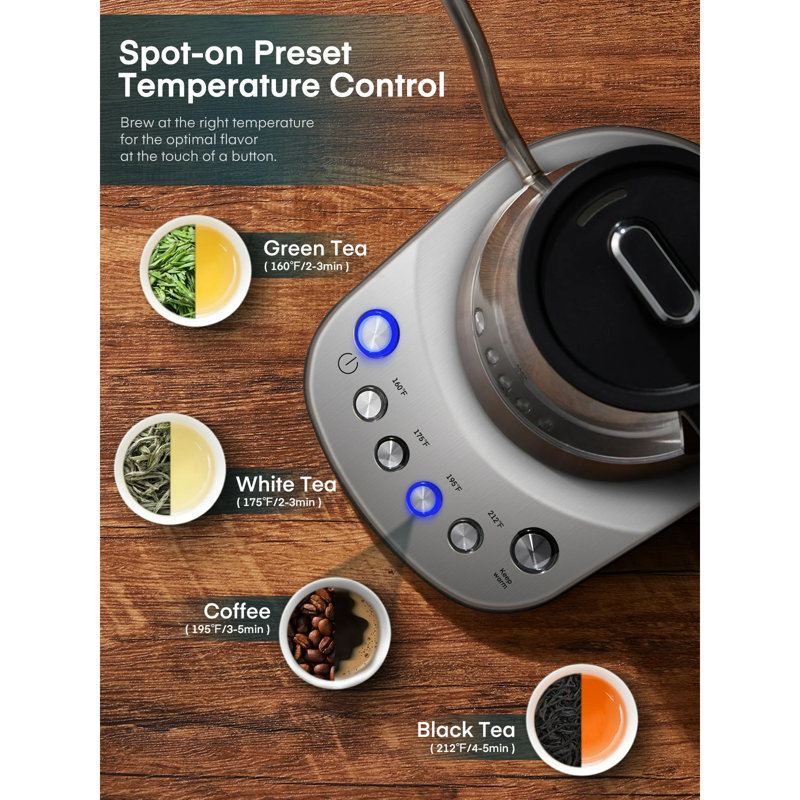 Electric Gooseneck Glass Kettle With Temperature Control