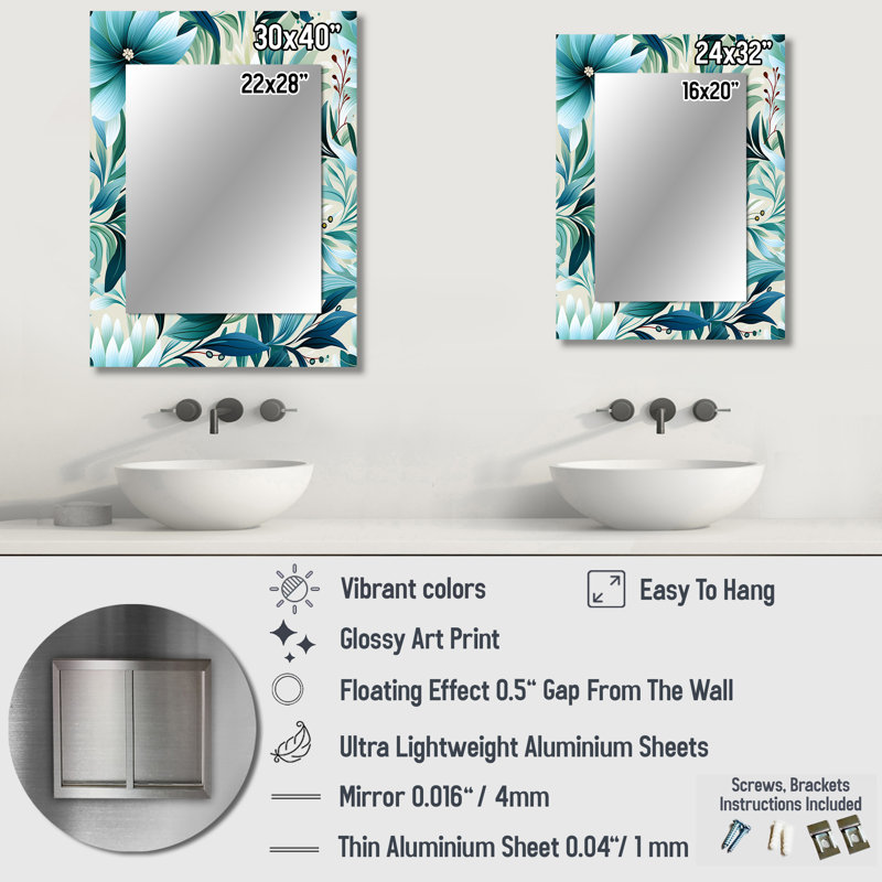 Vivier - Large Wall Mirror On Metal, 32 po x 24 po