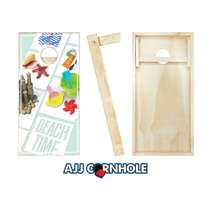 Ensemble de cornhole en bois massif 2 'x 4' avec sacs Beach Time, Rouge/noir