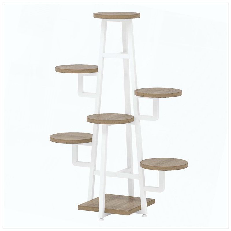 7-Tier White & Brown Multiple Plants Corner Shelf