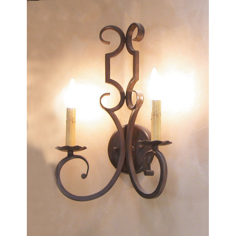Applique murale à 2 lumières Carlo, Bronze français, Faille noire