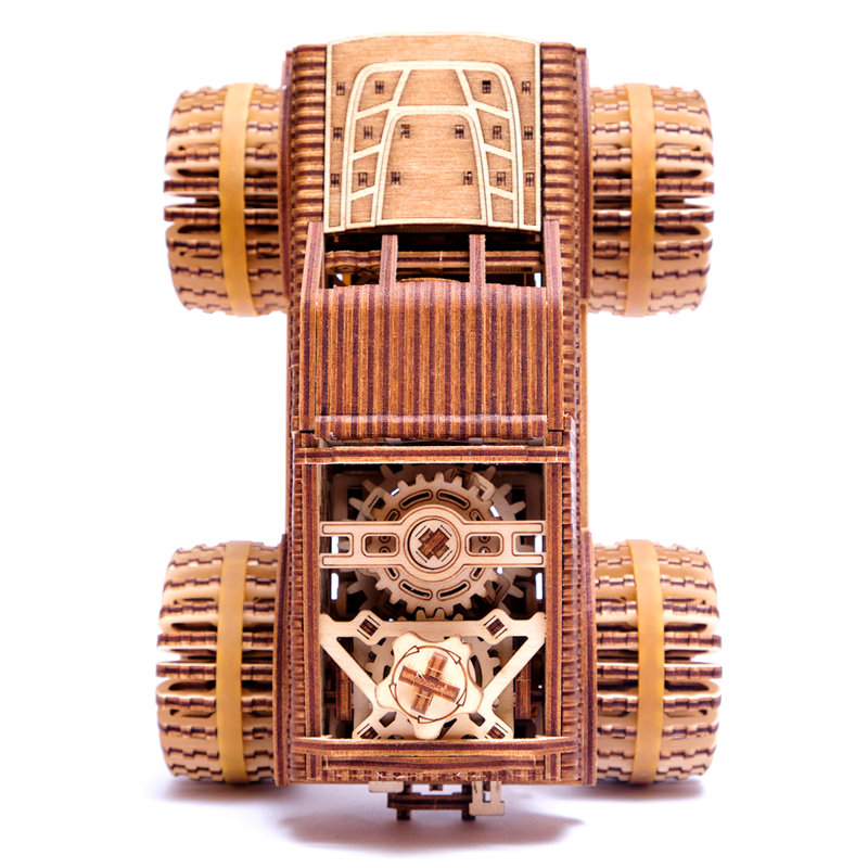 Wooden Monster Truck 3D Puzzle Model Kit with Spring Motor
