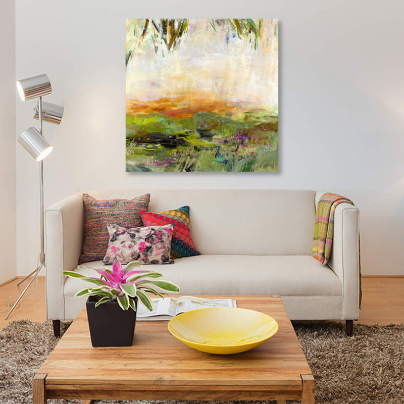 «Meadow Sunset» par Julian Spencer, impression sur toile tendue, H 48 po x l 48 po x P 1,5 po, Toile tendue, Pas de tapis