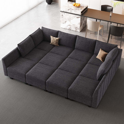 Uthyr Chenille Oversized King Sofa Bed Storage Sleeper Convertible U Shaped L Shaped Couch Modular Sectional Sofa With Detachable Washable Cushion