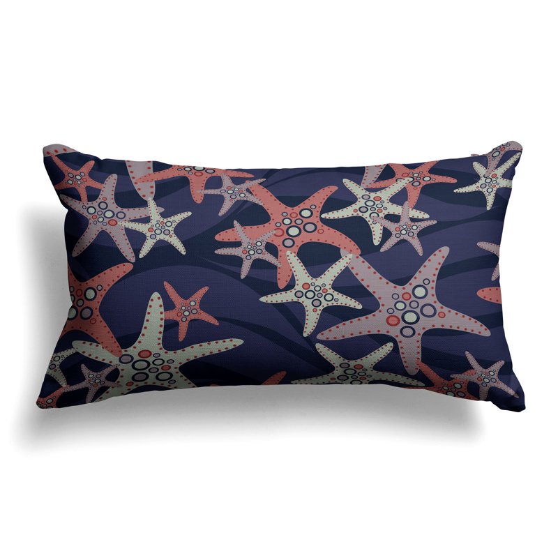 Starfish Sway  Rectangular Throw Pillow, Blue/Orange
