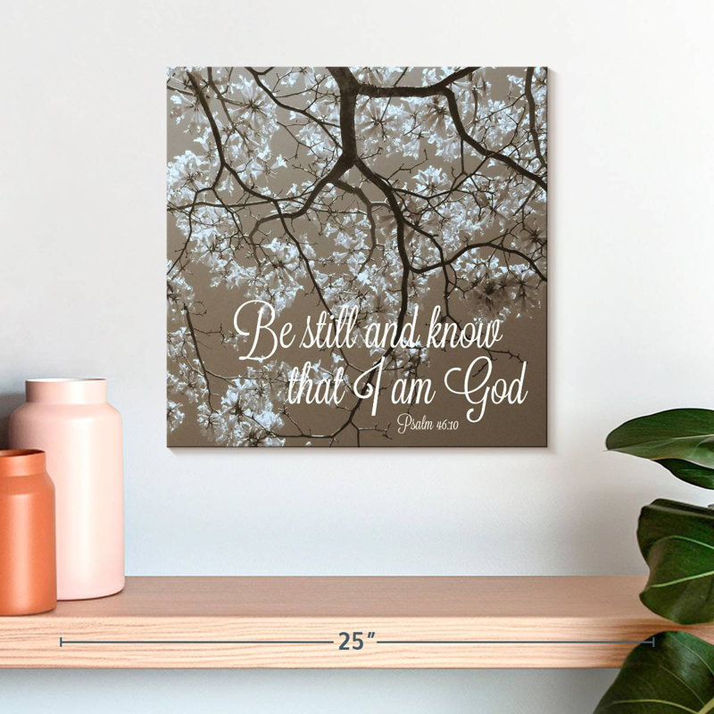 Verset biblique «Tergel Be Still», H 16 po x l 16 po