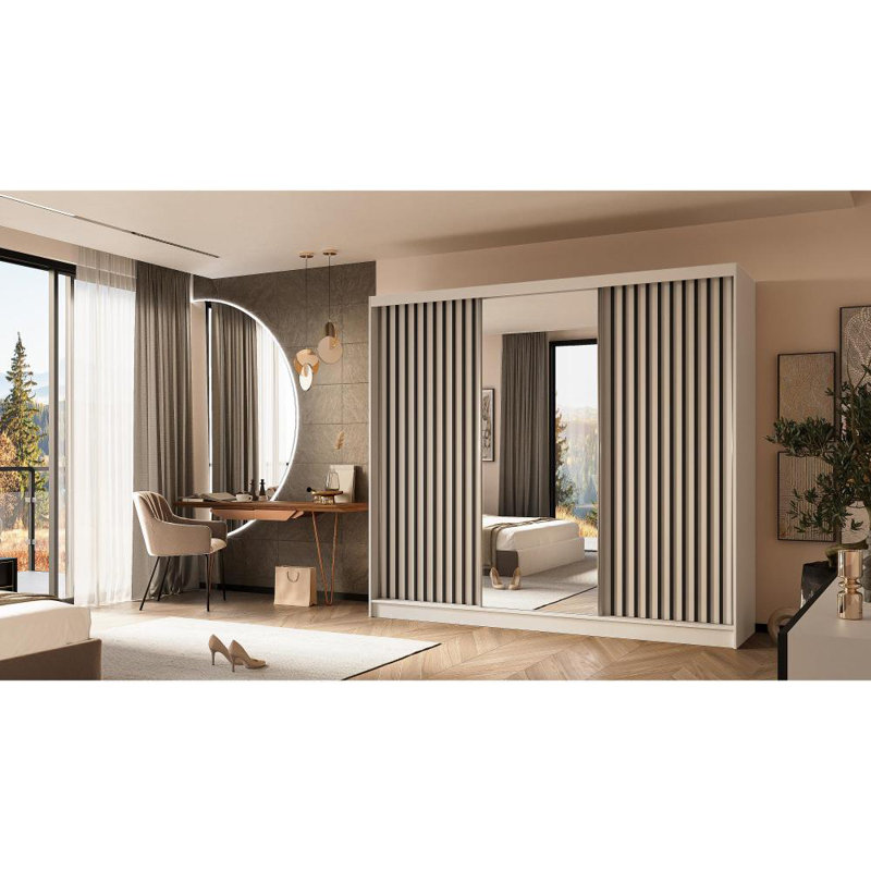 Brecklyn 3 Door Sliding Wardrobe, Gray