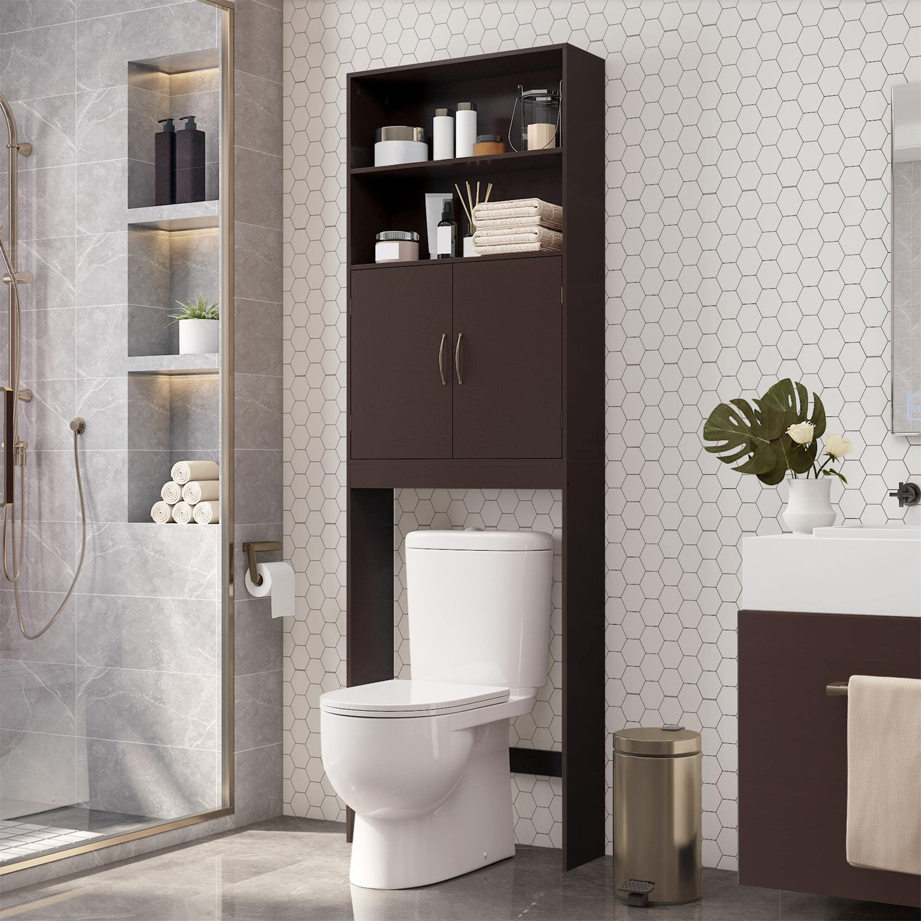 Latitude Run® Bathroom Lockers, Taller Bathroom Storage Cabinets, Space  Saving Lockers