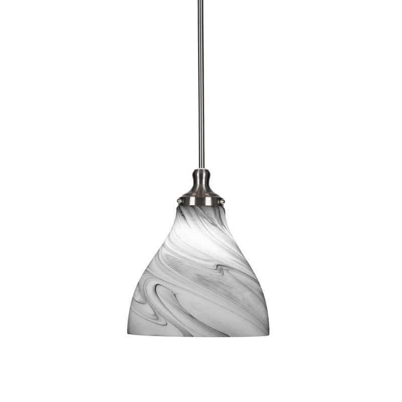 Juno Stem Hung Pendant, Brushed Nickel, 14" H x 11.75" W x 11.75" D