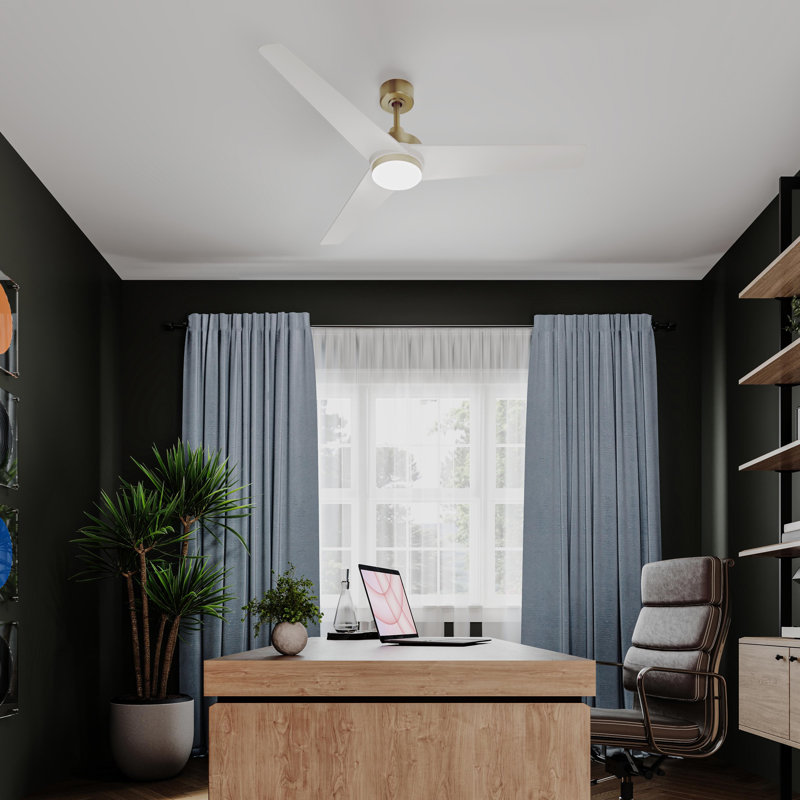 Velto 60" 3-Blade Indoor Champagne Bronze Smart Ceiling Fan with LED and Wall Control Powered by Bond Home App