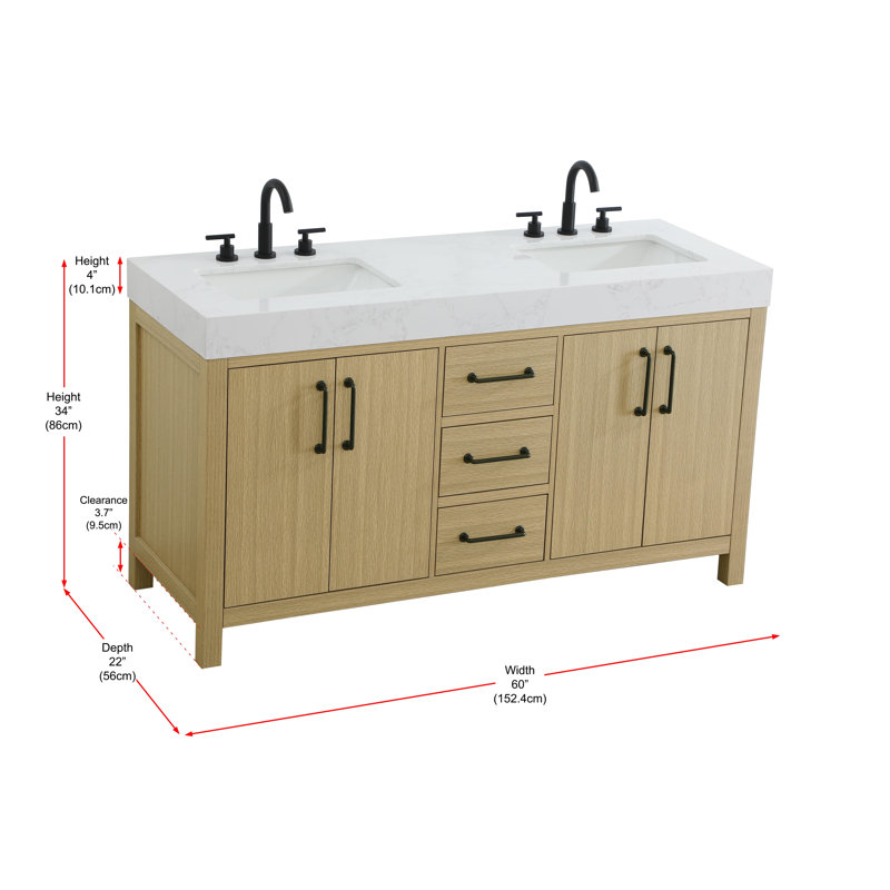 Meuble-lavabo double 60 po_Traditional_VF60660, Brun miel