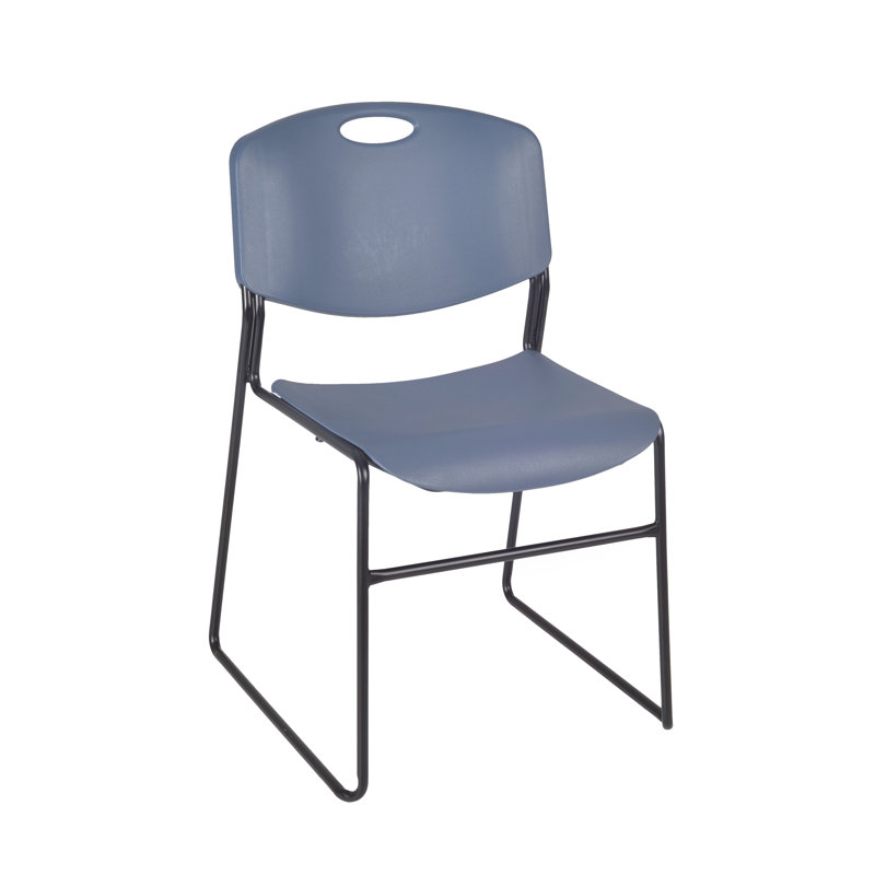 Zeng Black Metal Frame Armless Stackable Reception Chair