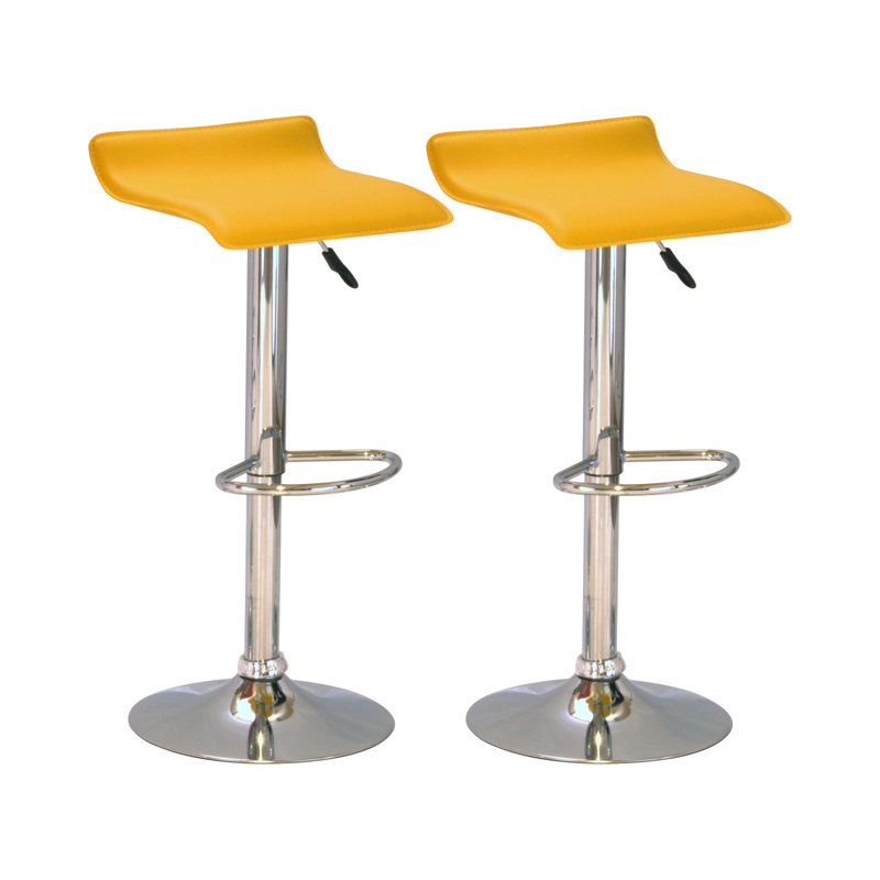 Hunstanton Swivel Upholstered Adjustable Height Counter Stool with Metal Frame, Chrome/Yellow