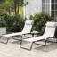 Chaise de plage 2 pièces - filet respirant, 4 inclinables, pliante crème pour chaise longue de plage, cour, extérieur