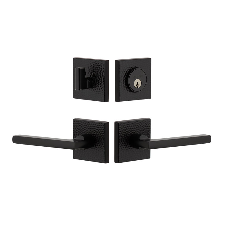 Viaggio Quadrato Hammered Texture Rosette Complete Entry Set with Milano Lever
