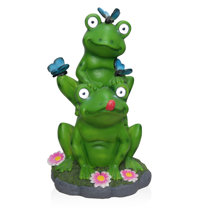 Alpine Frog Laying Down On A Leaf Statue 8 inch Tall