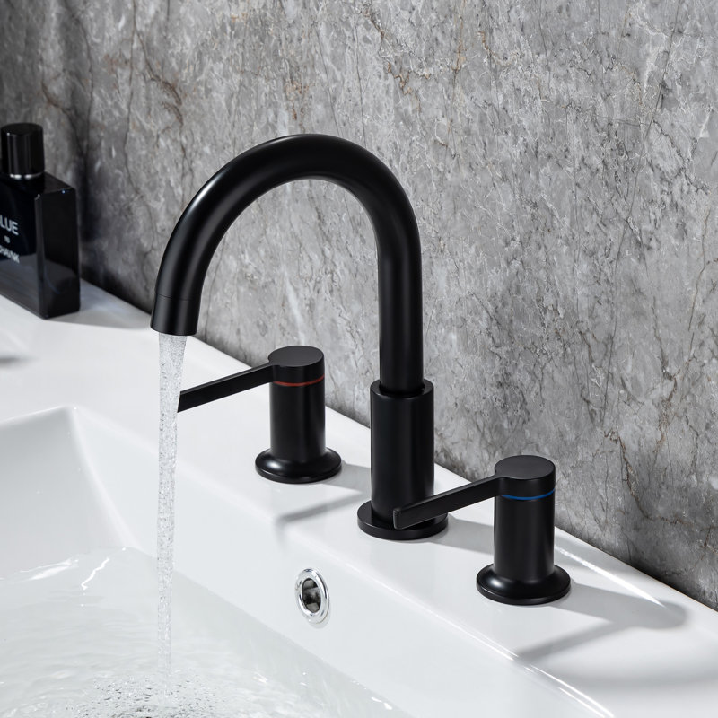 2-handle Bathroom Faucet with Drain Assembly, Matte Black