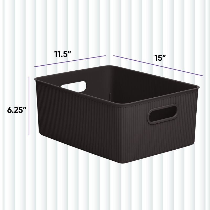 Ribbed Plastic Box Set, 4, Brown