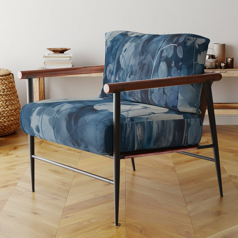 Brilon - Chaise rembourrée avec accoudoirs abstraits Botanicals, Doré