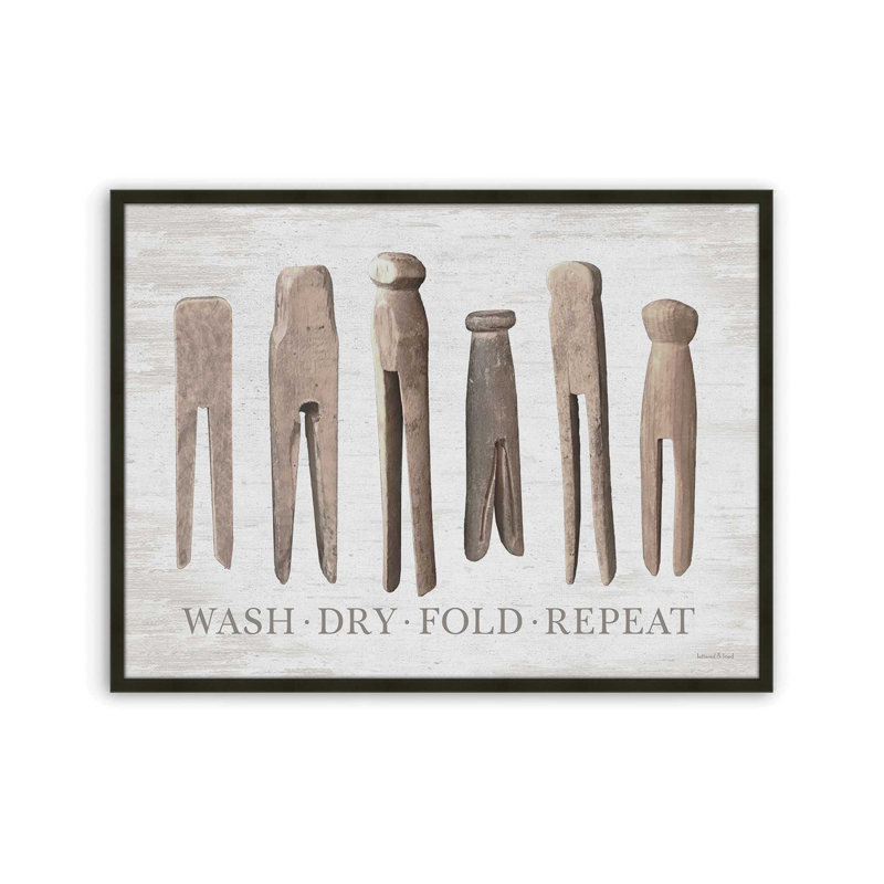 «Heirloom Laundry Steps» par lettrage et doublure, 40 W x 30 H, Black, Framed Print