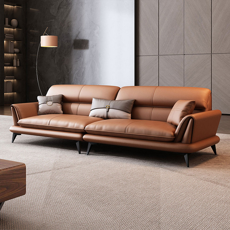 Canapé modulaire brun en cuir véritable, H 32,28 po x l 110,24 po x P 35,43 po, 4