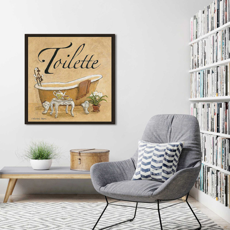 «Spice Toilette (Square)» par Charlene Olson, Cadre flottant espresso, H 21,5 po x l 21,5 po x P 2 po