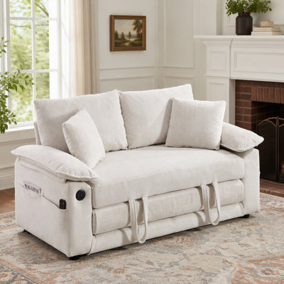 Canapé-lit futon convertible 3-en-1 de 58 pouces avec causeuse pliable avec canapé-lit escamotable