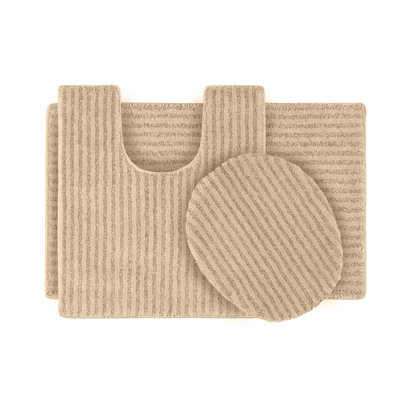 Viridian Nylon 3 Piece Bath Rug Set with Non-Slip Backing