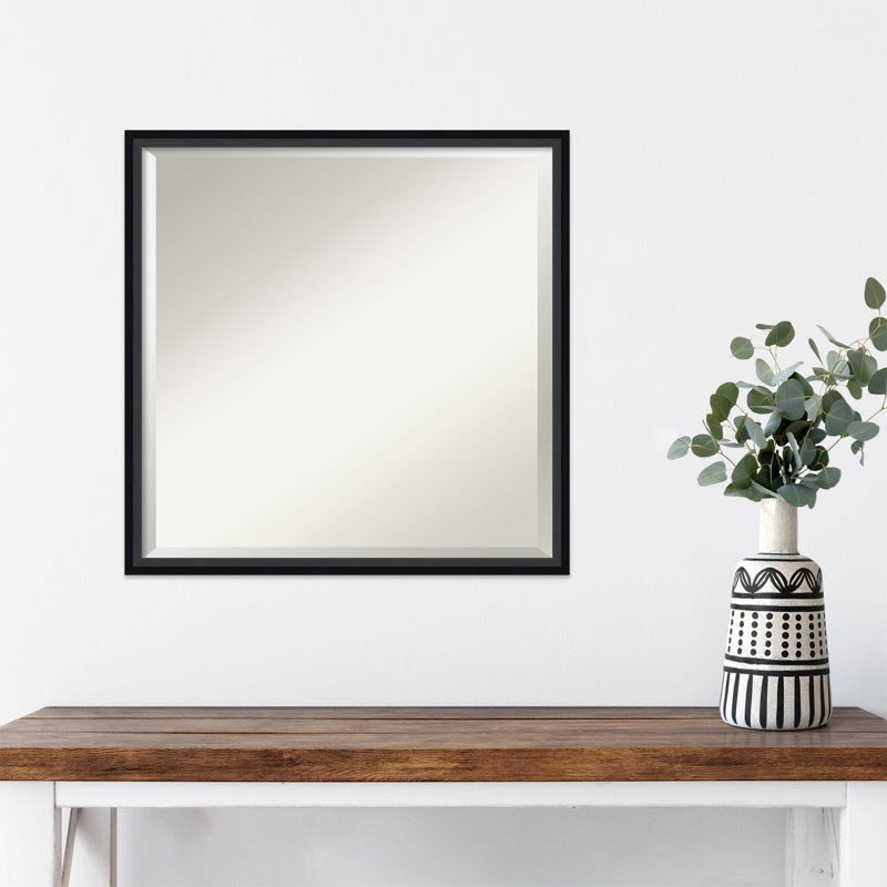 Mettawa Flat Wall Mirror, 17" x 21", Satin Black