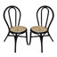 Ensemble repas 5 pièces en rotin et bois rétro avec chaises à haut dossier et table ronde-119293558