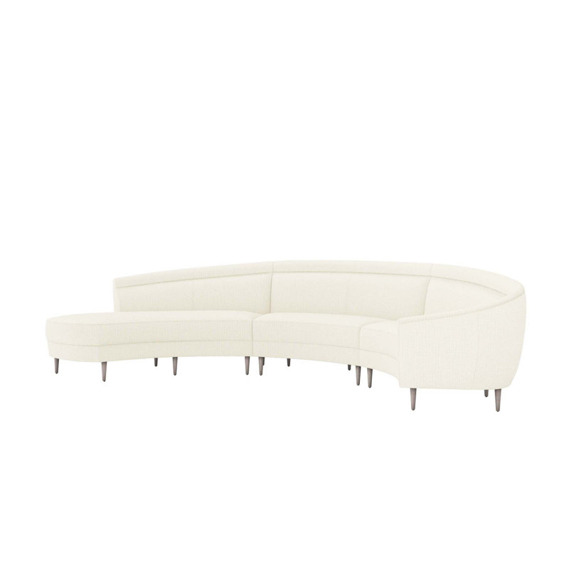 Capri Upholstered Curved Sectional, Left Hand Facing, Light Gray, Dune Rayon/Viscose